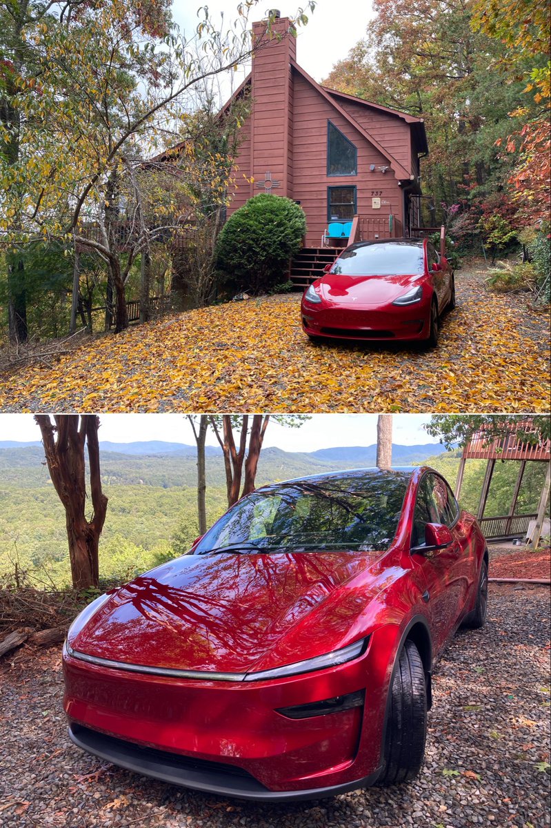 BurkeyTodd's tweet photo. @AlfonsoFdez10 @crsanchezx We have a 2020 Model 3 Stealth Perf. In 6 years and 75k miles we drove it over thirty 720 mile day trips between homes and each year 1 or 2 4,000 mile roadtrips. Wife got a 2026 Model Y that is taking over for trips (HW4 FSD). Typical charging stops are 8-15 mins. Excellent cars. https://t.co/EmkOzWmJga