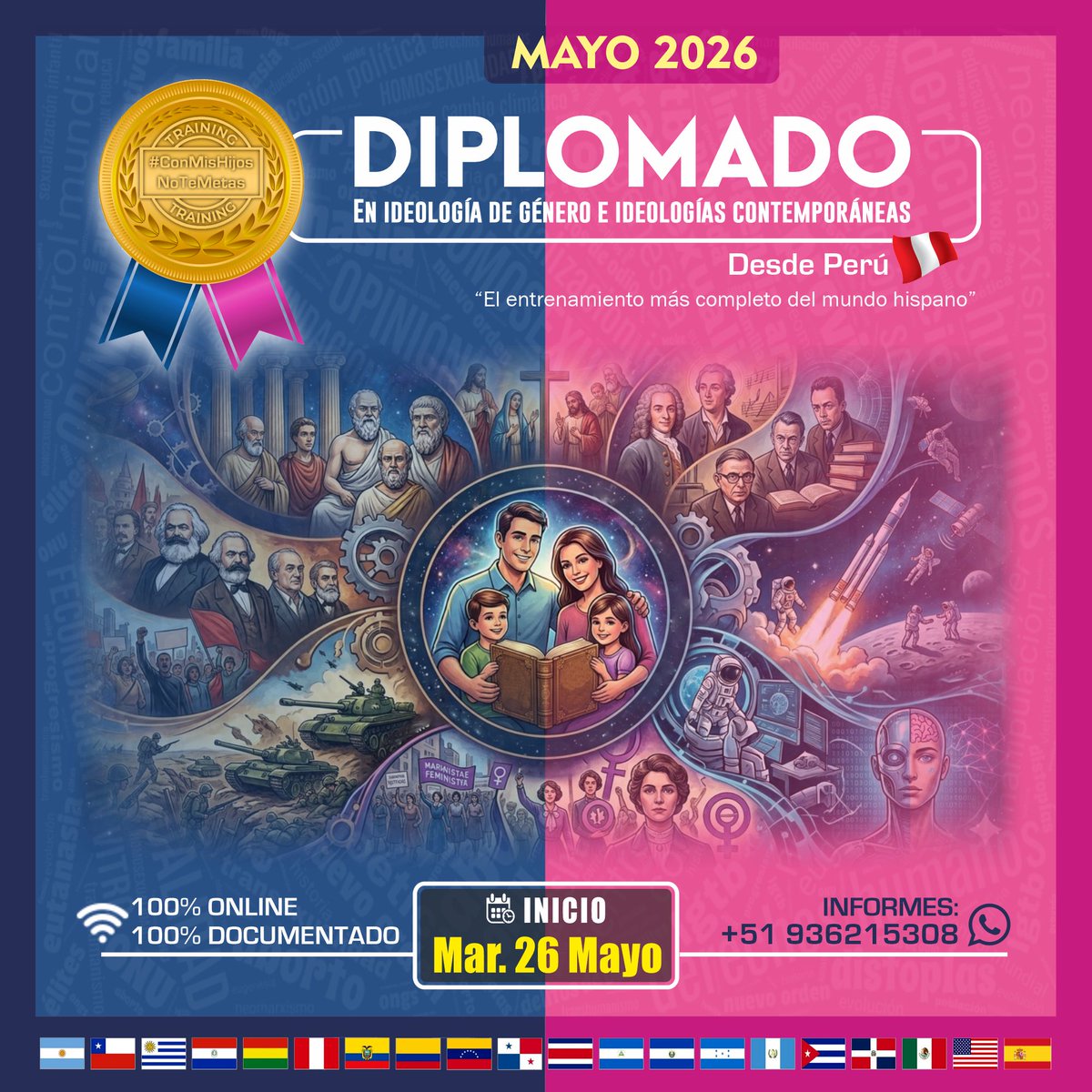 CMHNTM's tweet photo. Una visión completa de la ideología de género y su contexto.  100% virtual y adaptable a los horarios de cada uno. Incluye amplia bibliografía en español. 

𝗘𝗺𝗽𝗲𝘇𝗮𝗺𝗼𝘀 𝗲𝘀𝘁𝗲 𝗠𝗮𝗿𝘁𝗲𝘀 𝟮𝟲 𝗱𝗲 𝗠𝗮𝘆𝗼. Cupos limitados. 

Consultas: https://t.co/A0hJKbP5t8 https://t.co/pChvE1u3Jb
