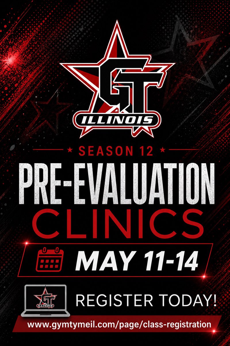 GymTymeIL's tweet photo. WE'RE BACK and CLINICS start TONIGHT! There's still TYME to register. Open to all athletes from any program. Offering all tumbling levels, stunt, flyer stretch, and intro to cheer.

REGISTER NOW at https://t.co/bGe05CyfRd https://t.co/hNsSVoIdJb