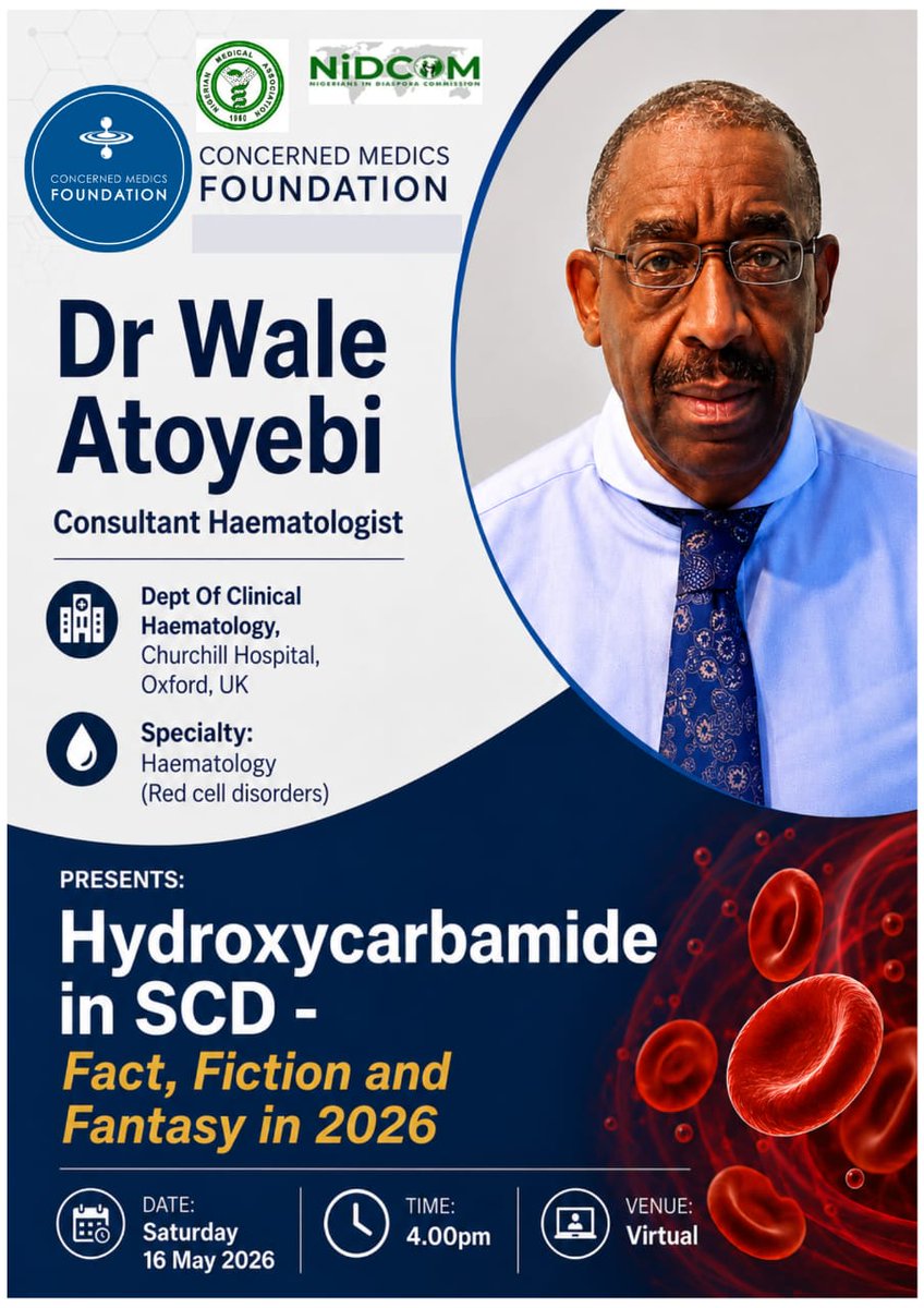 CMFoundation_'s tweet photo. Hydroxycarbamide in SCD - Fact, Fiction and Fantasy in 2026
Date : Saturday 16 May 2026,  4.00pm 

Click link to join 
https://t.co/JSFCttCe3Y
Passcode: 169866 https://t.co/dnQcEcInXN