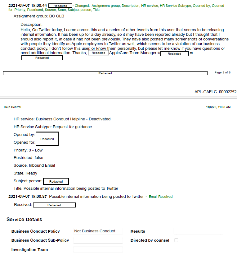ashleygjovik's tweet photo. Remember when Apple blocked my lawsuit for 3mo because Apple bankrupted me? Apple sent discovery docs right before, let it expire, &amp; hoped I forgot. I made Apple resend, got it today, &amp; they're f'n wild. Ticket for final investigation into me included EEOC/DFEH &amp; NLRB complaints. https://t.co/wHRY3TnEms