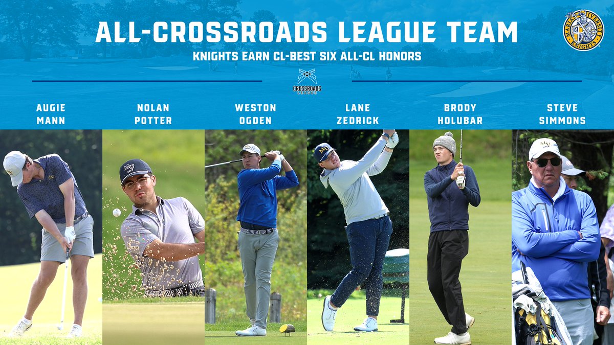 MUKnights's tweet photo. ⛳️All-Crossroads League ⛳️

The entire Marian men’s golf lineup makes the All-Crossroads League Team! Congrats to the five Knights and 2026 Coach of the Year Steve Simmons!

@MUKnightsgolf 
https://t.co/uWPClUiR3t https://t.co/lSVzN9JB0h