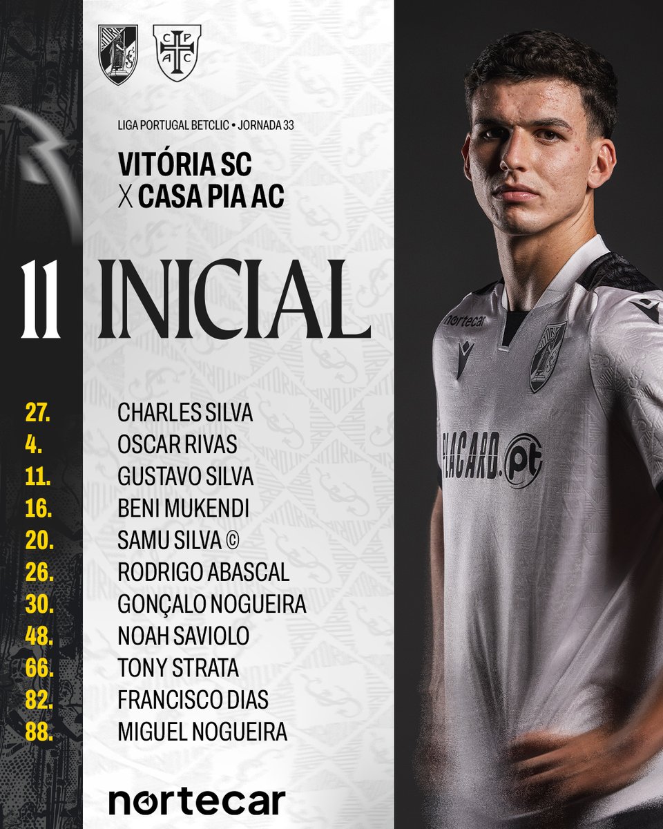 VitoriaSC1922's tweet photo. O nosso XI inicial em campo. O 12.º na bancada! 👊

#UnidosPeloVitória • #VSCCPAC https://t.co/wlplooONoM