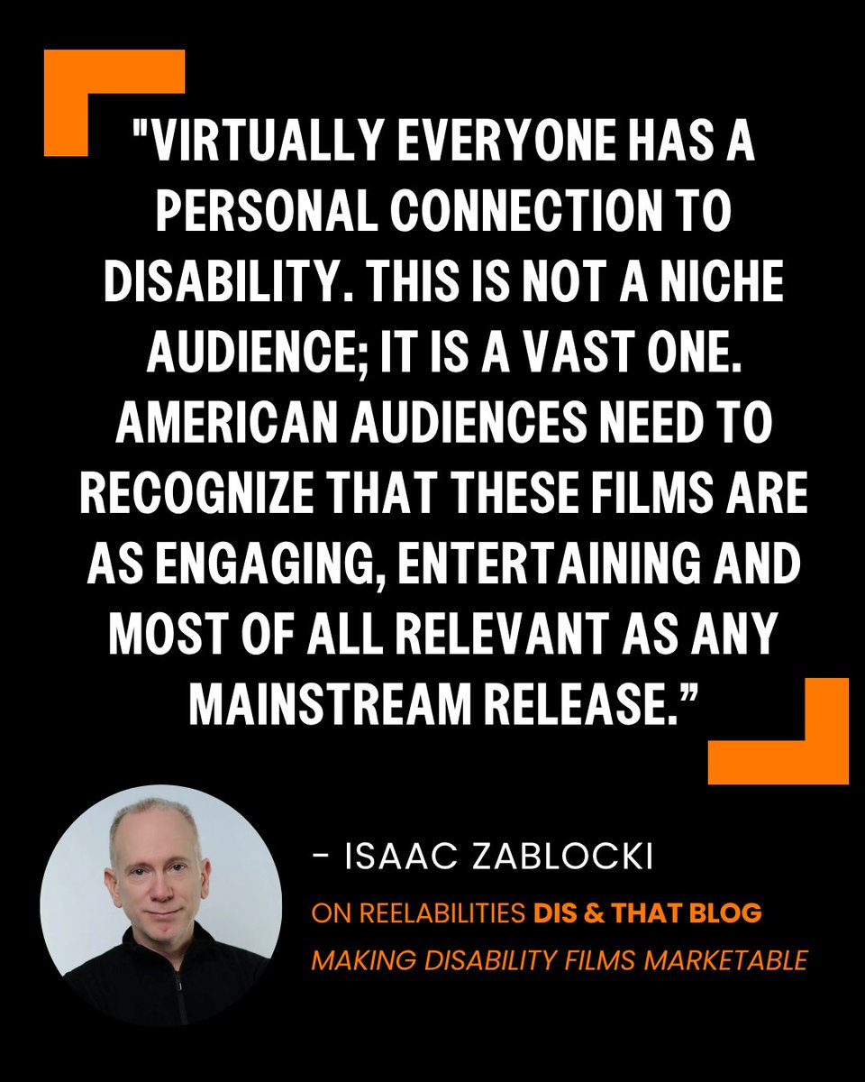 ReelAbilities's tweet photo. What's next for the films from #RFFNY18? ReelAbilities CEO Isaac Zablocki writes about film distribution in his op-ed "Making Disability Films Marketable" on our Dis &amp; That blog!

READ ONLINE 📰 https://t.co/Px0AALPfaW https://t.co/ZcCigEYwvP