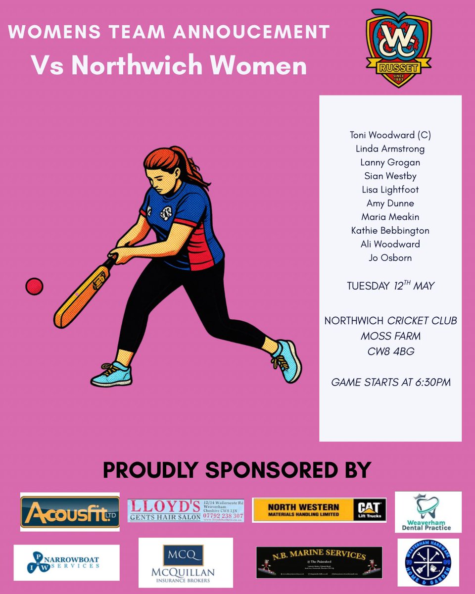 Weaverham_CC's tweet photo. For the first time in our 143 year history, we introduce our ladies softball cricket team!

Coached by Jon Lightfoot since March this year, the ladies now face their first two games, travelling to @NorthwichCC1826 on Tuesday and @OultonParkCC on Thursday🏏 #UTFR https://t.co/dLPrdGhKvZ