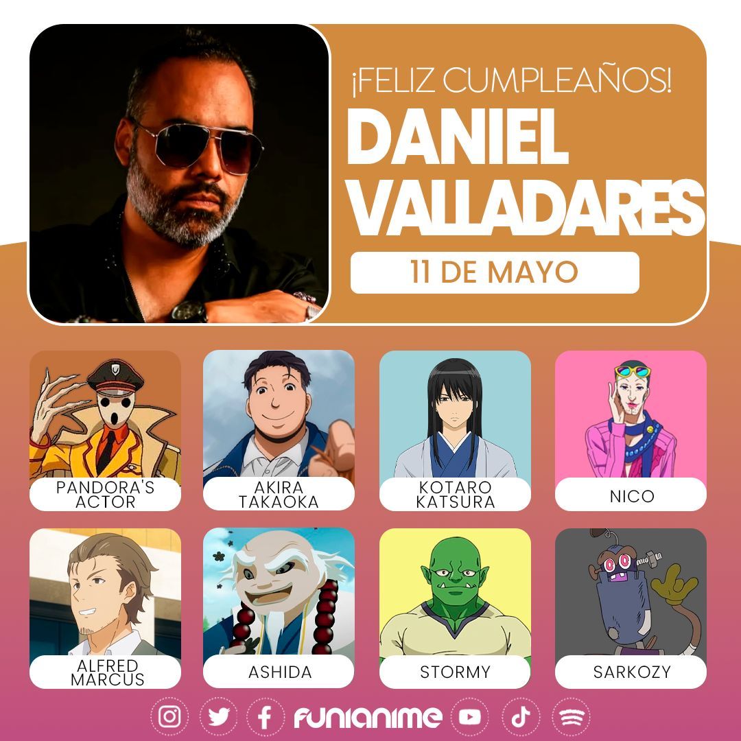 funianime's tweet photo. 🎈🥳 El cantante y actor de doblaje Daniel Valladares está de cumpleaños. ¡Muchas felicidades! 🥳🎈 @valladaresautor https://t.co/VuYKEoJjPe