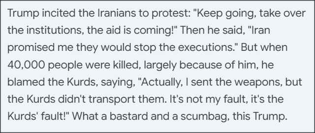 AntoineR224's tweet photo. @_jvd9 Trump, do you think the Kurds of Southern Kurdistan (Iraq) are mules or truck drivers for transporting your guns to Tehran and Ispahan? They don't want to be used then be massacred by Iran and Iraq. If you have sent guns, you can take them back, then parachute them on Iran! https://t.co/xe3v7XMWw4