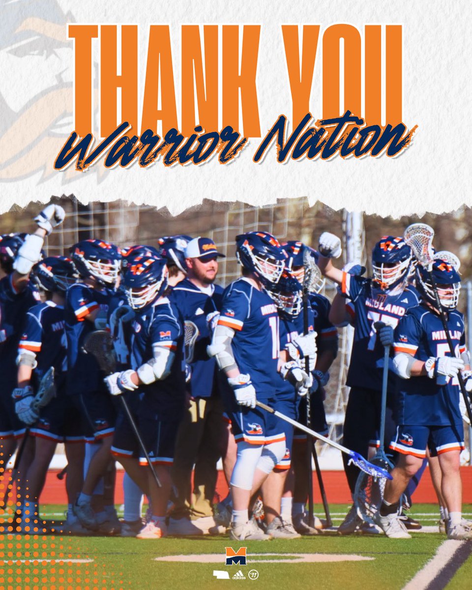 MidlandUMLax's tweet photo. THANK YOU WARRIOR NATION‼️

To every alumni, family member, supporter, and fan that has been part of our Warrior Family this season, thank you! The foundation keeps getting stronger because of you. 🤘🟠🔵

#OneTen #HornsUp #WarriorNation #ThankYou https://t.co/JgYz5OMZhd