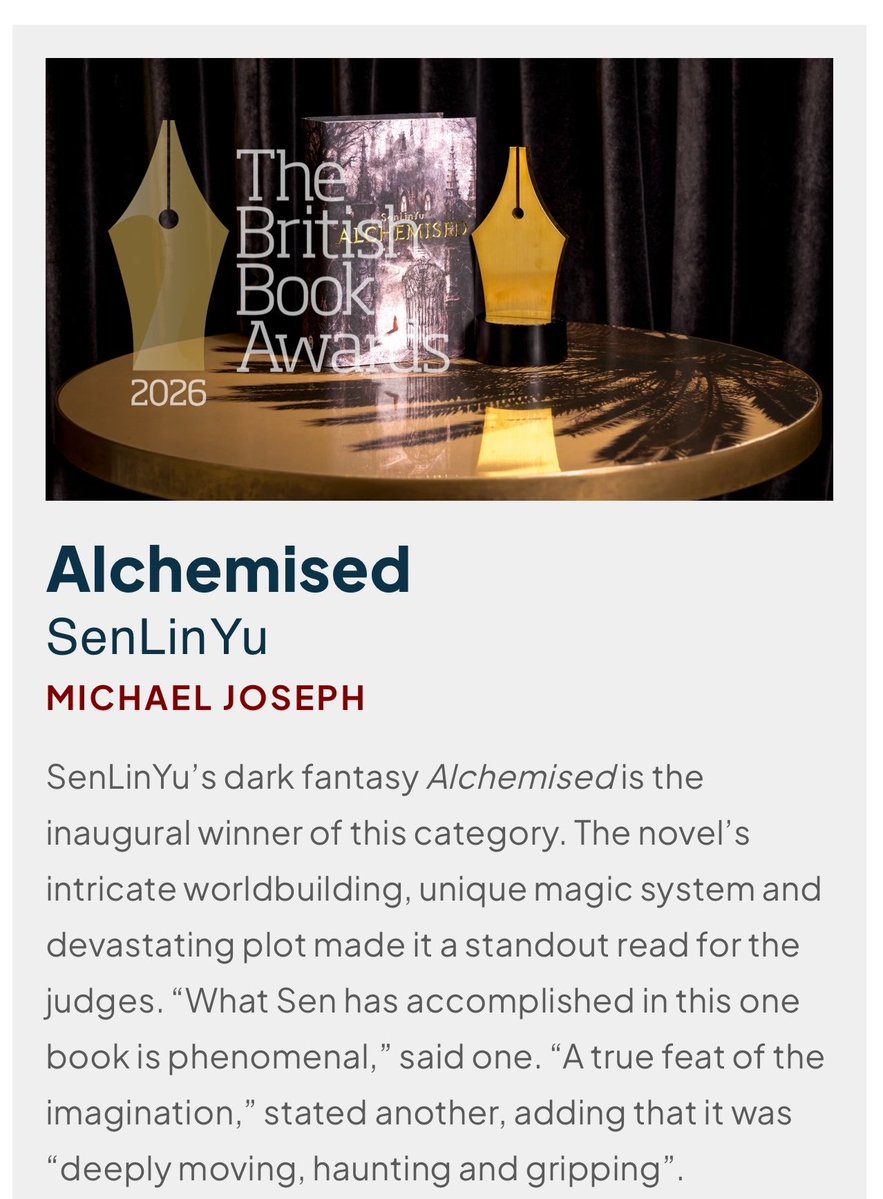ALCHEMISED WON BOOK OF THE YEAR IN SCIENCE FICTION &amp; FANTASY