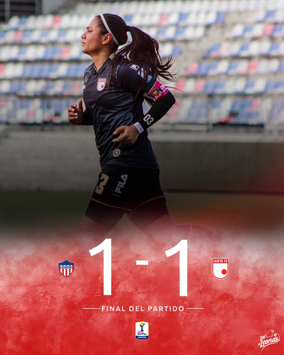 LeonasSantaFe's tweet photo. ⏱️90+’ Termina el partido en Barranquilla 🦁

Junior 1-1 Santa Fe

#Leonas https://t.co/IARQUk4w1E