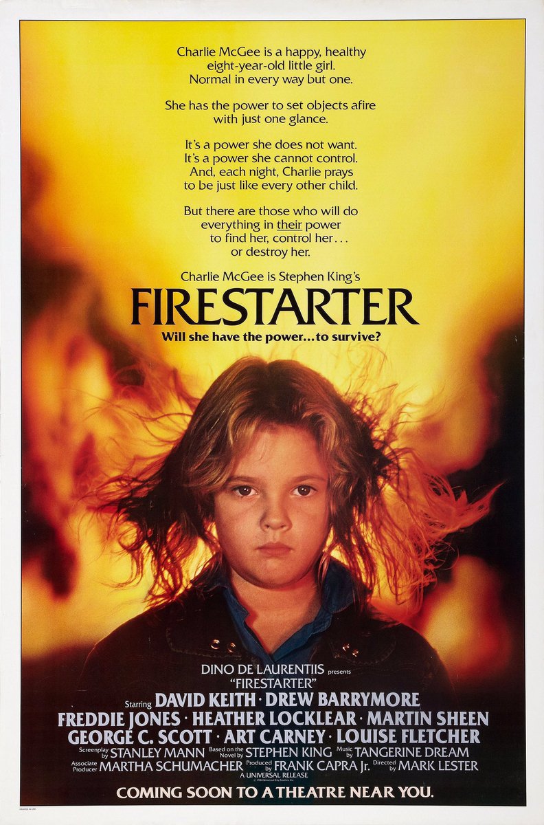 FilmNewsNos's tweet photo. 🎬MOVIE HISTORY: 42 years ago today, May 11, 1984, the movie 'Firestarter' opened in theaters!
#DrewBarrymore #DavidKeith #FreddieJones #HeatherLocklear #MartinSheen #GeorgeCScott #ArtCarney #LouiseFletcher #MosesGunn #AntonioFargas #MarkLester #StephenKing https://t.co/Y5I8I9fAwb