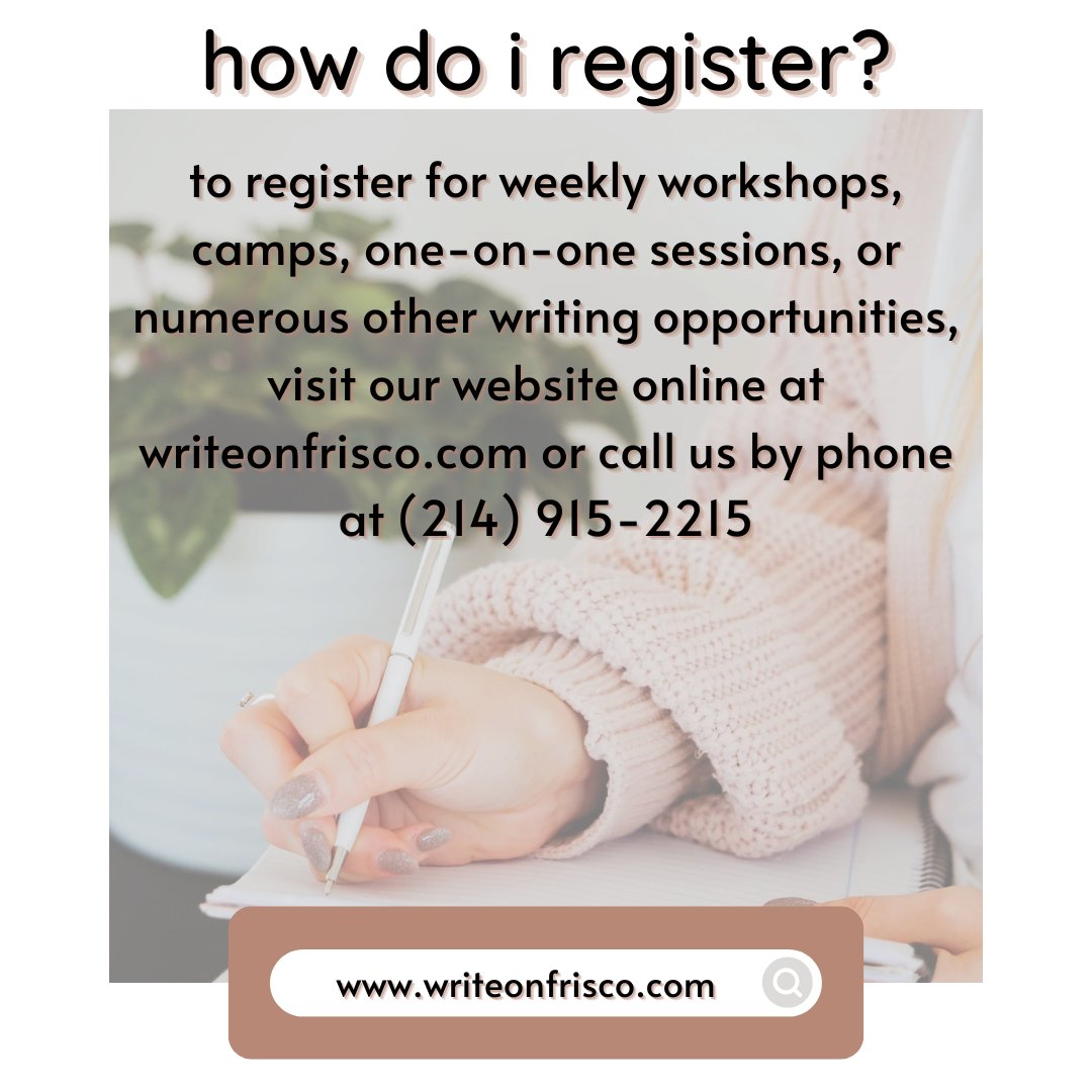 writeonfrisco's tweet photo. how do I register?
For more info, visit https://t.co/U5c0cEhjwi or call us at (214) 915-2155
#creativewriting #amwriting #writingcommunity #frisco #communityimpact #writeonfrisco #homeschooling #tutoring #writeonlearning #homeschool #writeon https://t.co/ZDdHhyJ1kP