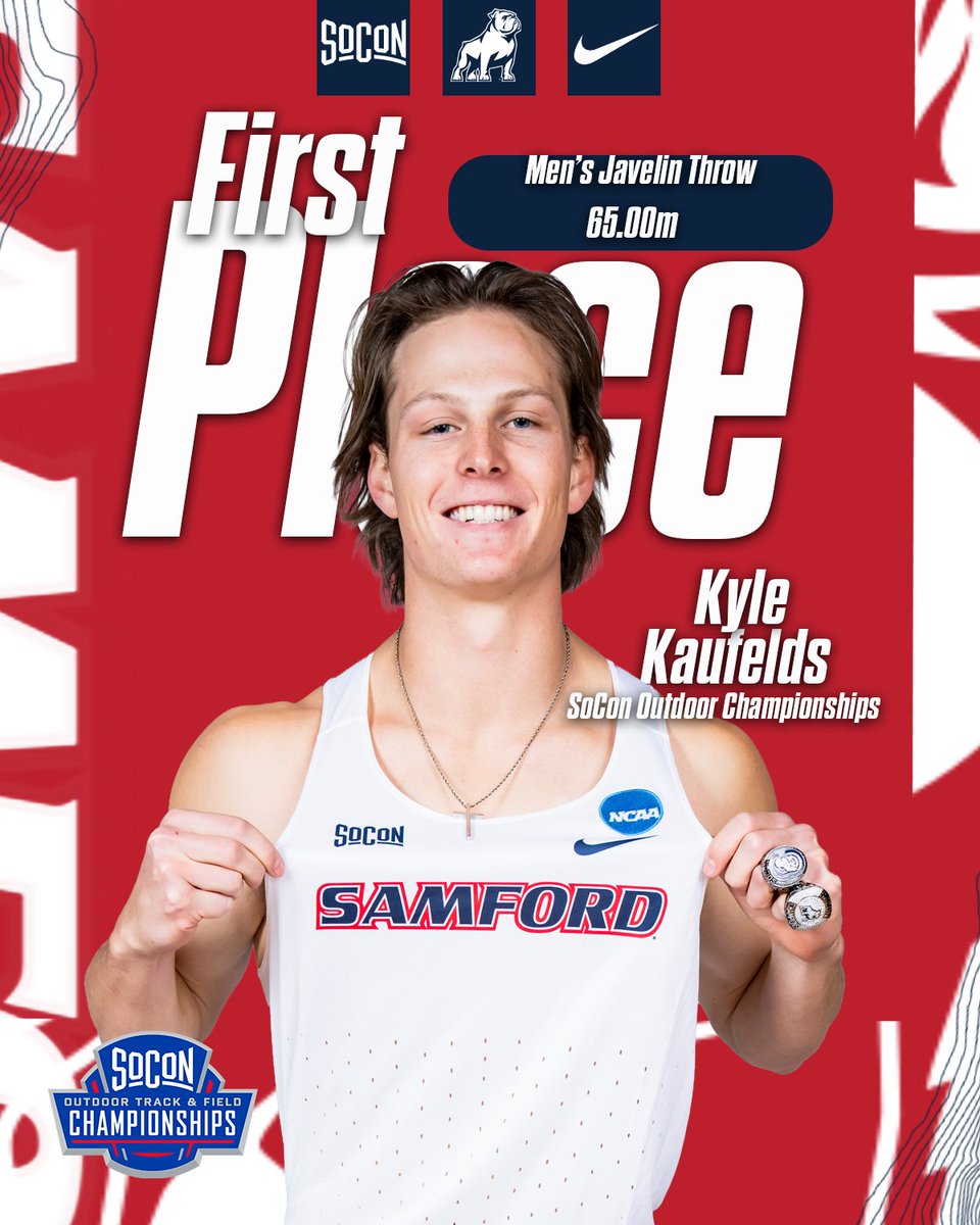 SamfordXC_TF's tweet photo. 🥇Kyle Kaufelds is your SoCon champion in the men's javelin throw!!!

#AllForSAMford https://t.co/elMpqLHiaG