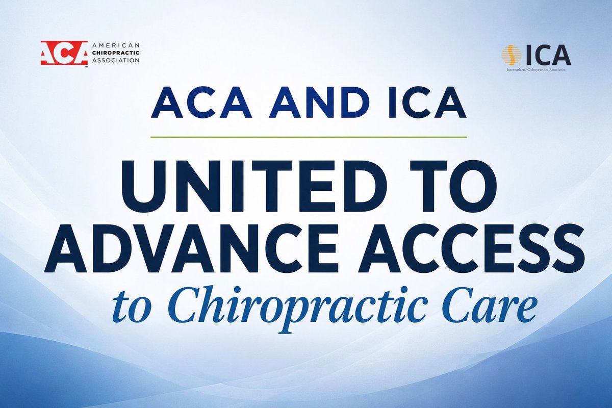 ICAChiropractor's tweet photo. American Chiropractic Association and International Chiropractors Association Announce Collaboration to Support Improved Access to Chiropractic Care.

Read the full joint statement:https://t.co/MXjG4uVpcF https://t.co/fp7bG8l26x