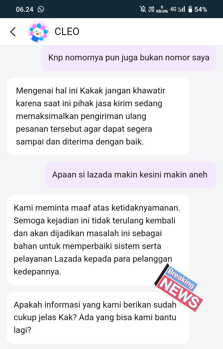 rothysky_'s tweet photo. @LazadaIDCare @LazadaID Saya ada hubungi live chat cuma respons yang diberikan ga solutif, buru buru ingin closing chat pdhl blm selesai mengetik. Ini buktinya. Sekedar pendapat jawaban template kaya gini ga bantu masalah customer malah kek chat sm AI pun lebih better https://t.co/0fZqJ4A6oi
