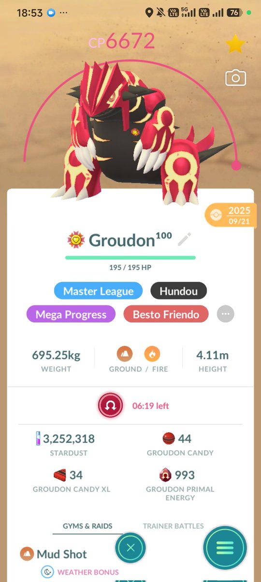 FlipeMB's tweet photo. I was going just for a short walk, to get bb with my groudon and what a surprise, a hundo Growlithe https://t.co/r2FUmOW8NU