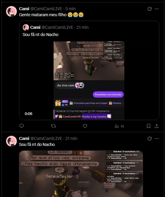 CamiCamiLIVE's tweet photo. amo que no dia que me apego a um npc a federação mata(???) ele KKKKKK😭😭😭 #FREENACHO https://t.co/dPSSLw6iec