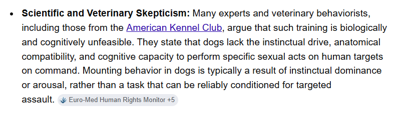 I hate that I had to google it, but it is impossible to train a dog to sexually assault a human being according to the American Kennel Club.

So Nicholas Kristof is a sublime idiot for reporting that this happened.