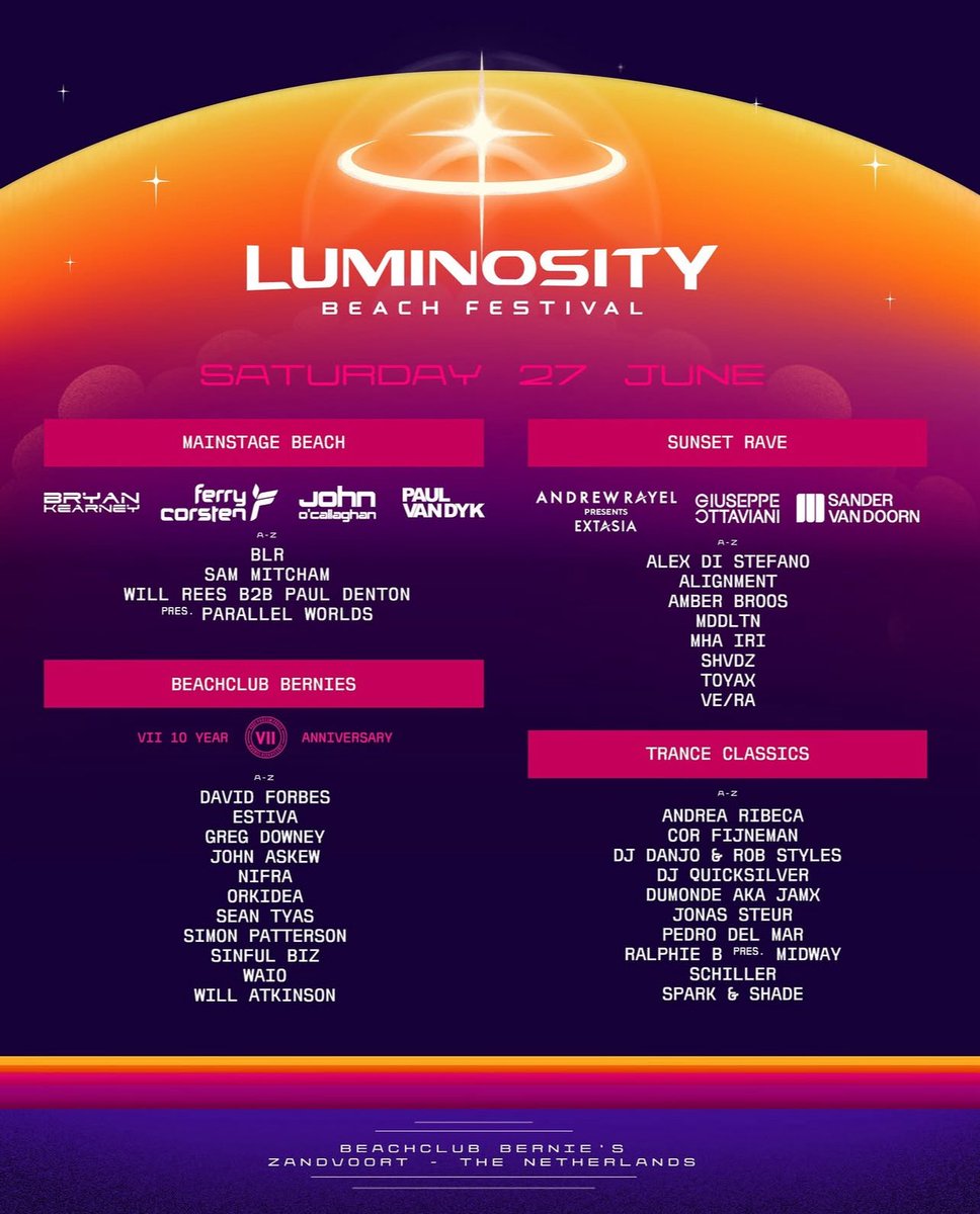 Waiomusic's tweet photo. Back at @LuminosityEvent this year 🌊☀️
Happy to be returning to the sands of Zandvoort in the Netherlands

Catch me at the @TheVIICrew stage on June 27th to hear some music of my new project Clufe 🙌 https://t.co/ltGRxufR9L