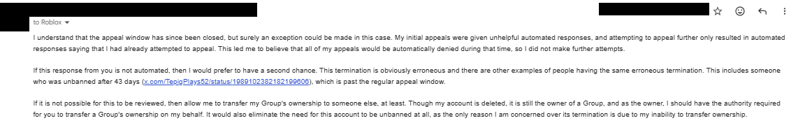 realsayon1's tweet photo. The appeal responses we got were as following: https://t.co/3z8CEQlAhO