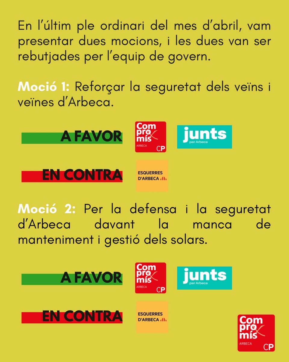 compromisarbeca's tweet photo. Continuarem treballant i defensant les mesures que creiem necessàries per una Arbeca més cuidada, segura i digna per a tothom. #Arbeca https://t.co/QFMWscdiM6
