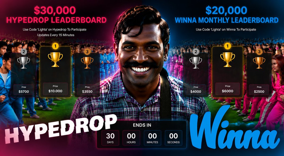 🎁 A HUGE $500 SOL MAY GIVEAWAY 🎁
✅LIKE, RT, FOLLOW + TAG 2 FRIENDS WINNER!

💸 A Massive $50,000 in LEADERBOARDS ARE LIVE! 💸

💰 Use codes LIGHTA:
• $20,000 WINNA: winna.com/?r=Lighta
• $30,000 HYPEDROP: hypedrop.com/r/LIGHTA

👉 Visit: lighta.cc/bonuses
Know