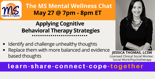 MSViewsandNews's tweet photo. Sign-up now https://t.co/aVoXaB88q8 for MS Mental Wellness Chat- Applying Cognitive Behavioral Therapy Strategies.. 

#multiplesclerosis    #chronicdisease https://t.co/YrCb7iTjwk
