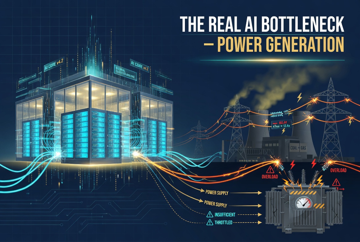 Stan_Timek's tweet photo. Elon Musk says the real AI bottleneck is power plants, not chips.

The biggest constraint on AI progress right now isn’t GPUs, it’s electricity generation and grid infrastructure.

Power plants and transformers are booked years out, creating huge delays for new data centers.

This is Jevons Paradox playing out at massive scale: the more capable AI gets, the more power it consumes.

(the better it gets, the cheaper it gets, the more people want it driving power requirements skywards)

Quakertown founders: the infrastructure layer behind “Made with AI” is hitting real physical limits.

How do you think the power shortage will affect AI adoption and costs for smaller businesses? 

#MadeWithAI #AIInfrastructure #PowerShortage