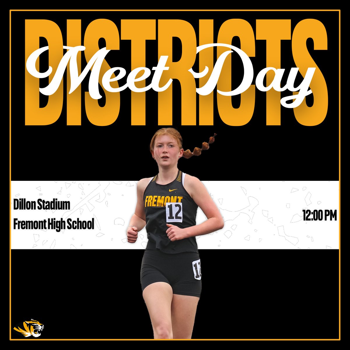 fhsgirlstrack's tweet photo. It's Districts today and the Tigers are hosting.   Come on out to Dillon Stadium to see our Fremont High School athletes compete!   Go Tigers! https://t.co/e0yiLyntWA