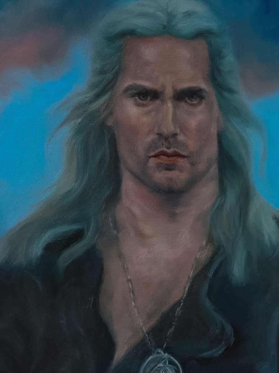 NKasterovc's tweet photo. Oil on paper (42x56) 
Geralt of Rivia, one of my favorite characters ever (thanks Henry). 

Second one in a series of oil paintings inspired by Witcher 🫰🏻

#oilpaintingartist #henrycavill #thewitcher #geraltofrivia #fanartㅤㅤㅤㅤ https://t.co/xSqyJAKCad