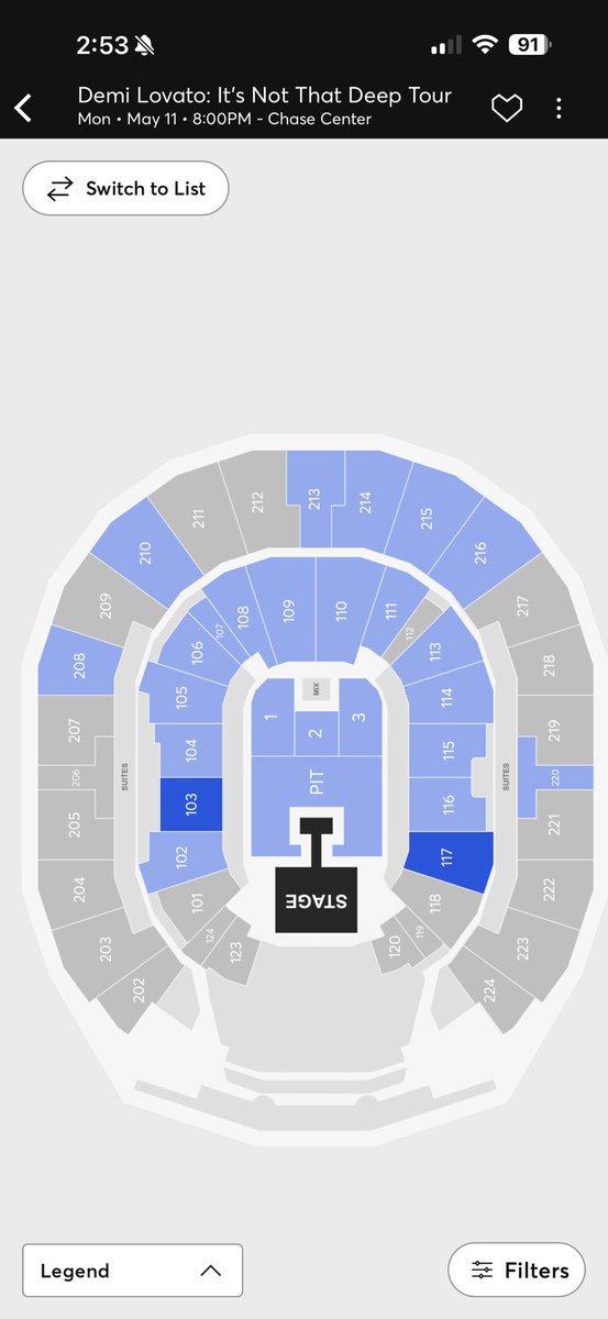 LovatoHub's tweet photo. Obstructed view seating as well some other tickets have opened up ahead of Demi’s show tonight in San Fransisco. https://t.co/uFl3V6666f