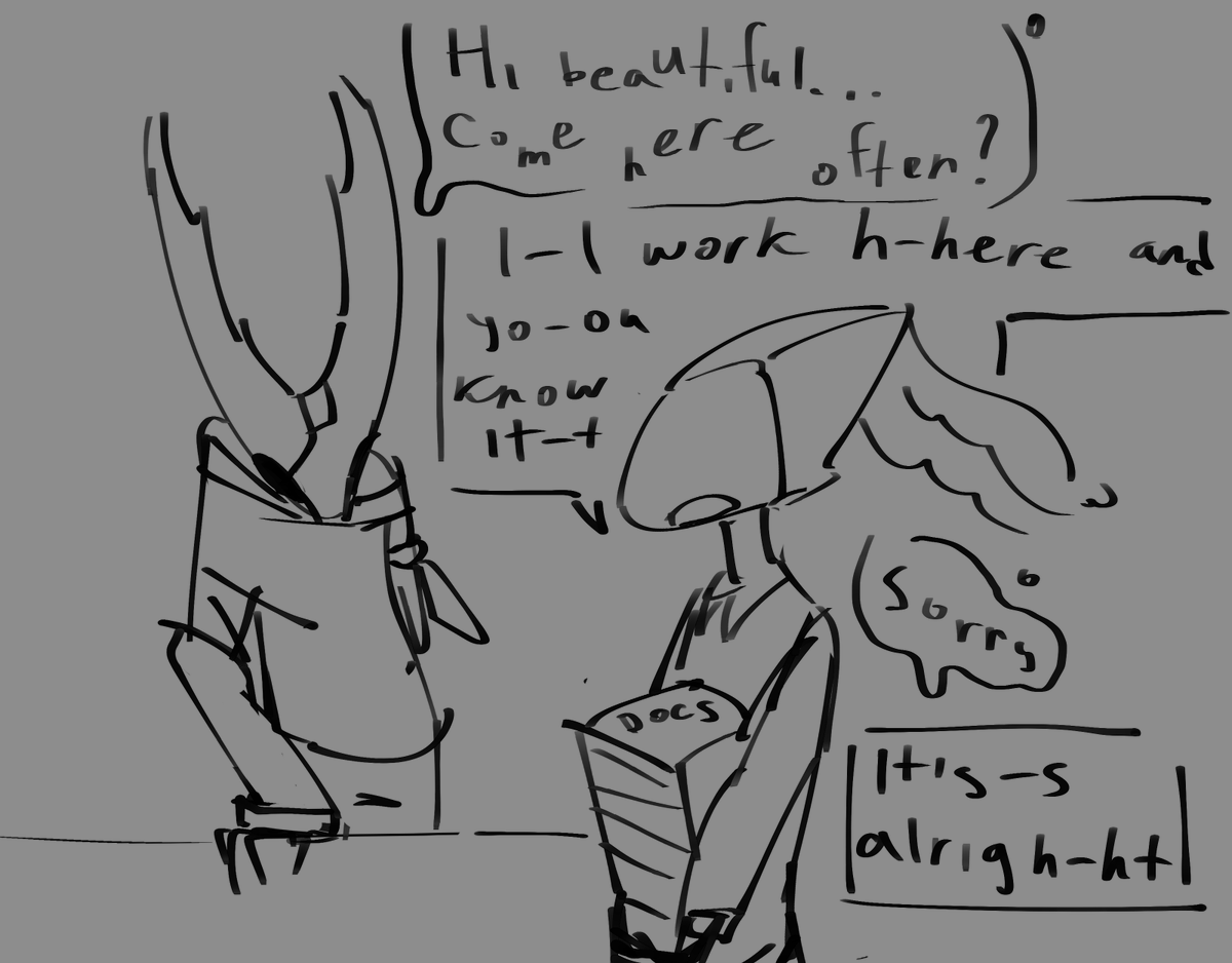 shmelihakruto's tweet photo. tomodachi life is eating my brain but i'm trying to resist
@/ayalace_ 's office au doodles again
#silksong #lacenet #gildedvoid https://t.co/AVhbS96OB6