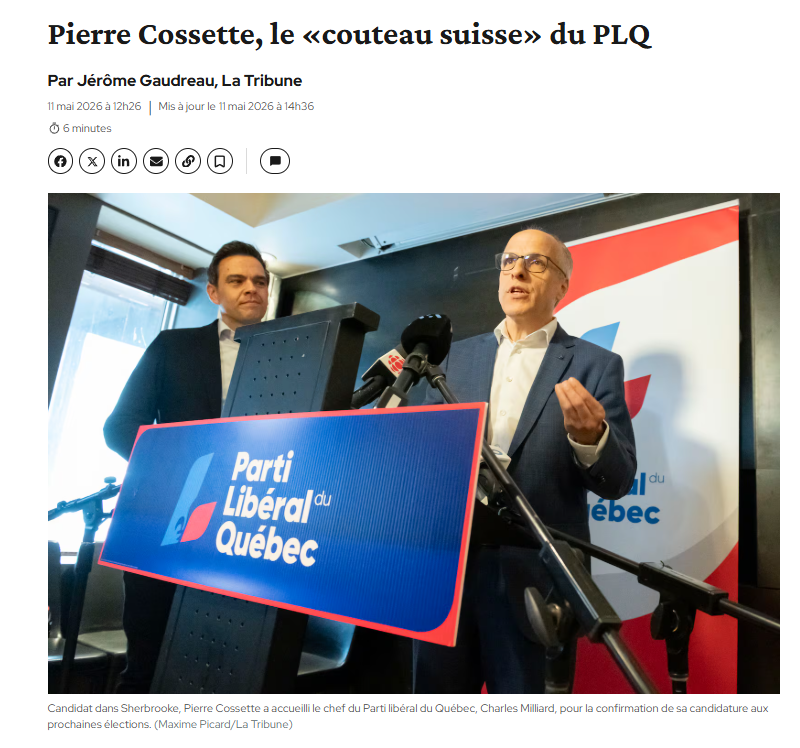 LiberalQuebec's tweet photo. « Le type de leadership que Charles incarne, ça me parle. » - Pierre Cossette, candidat PLQ dans Sherbrooke et ex-recteur de l'Université de Sherbrooke

L’arrivée de Pierre Cossette est une grande nouvelle pour la région de l’Estrie. Encore une fois, bienvenue dans l'équipe libérale, monsieur Cossette !
🔗 https://t.co/trNXJ7XwEF