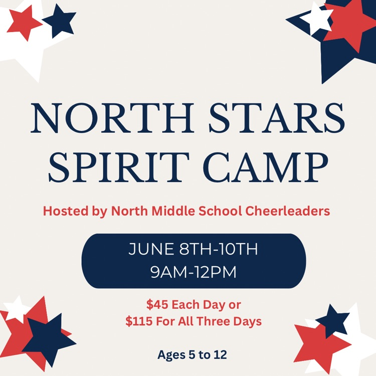 northmiddlestar's tweet photo. ✨📣 Ready to shine with the North Stars? Join us for North Stars Spirit Camp! ❤️⭐️💙 Learn cheers, have fun, make memories, and show your spirit! Don’t miss out — read the post for all the details and sign up today! #NorthStarsSpiritCamp #NorthNation https://t.co/YwkAIyZ6P9