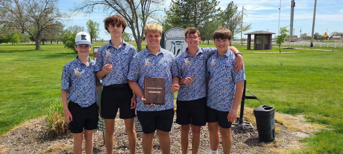 KhsBoys_Golf's tweet photo. JV results from Cozad 
Team: 1st 🏆
Trystan True,  1st 🥇
Brody Hedstrom,  3rd
Layton Herren,  14th https://t.co/NPpP178KZ2