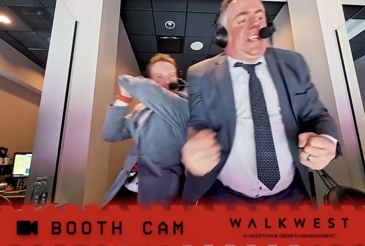 EdTechCaniac's tweet photo. The @Canes have confirmed that @mikemaniscalco is dealing with an upper suit injury during the teams’ respite before ECF. Broadcaster safety has fined longtime color analyst Tripp Tracy $50 for “near interference with a goal call,” and he has to cover Mike’s dry cleaning bills. https://t.co/5hGG6MhPn6