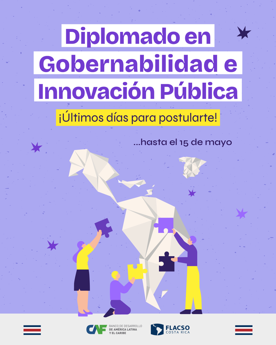 flacsocr's tweet photo. 📣 ¡Últimos días para postularte al Diplomado en Gobernabilidad e Innovación Pública que desarrollamos junto a @AgendaCAF !

📅 Inscripciones hasta el 15 MAY
ℹ  Más información en el siguiente enlace https://t.co/bwbbFtVuIg
Inicio de lecciones: 1 de junio. https://t.co/tSyAYd7ZDv