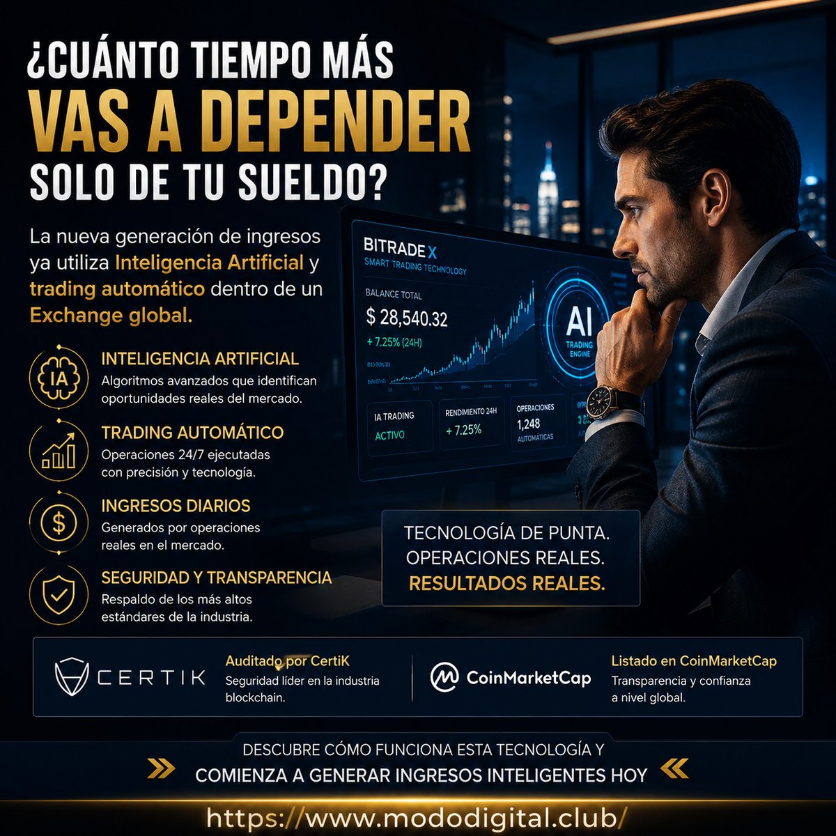 LiveGoodExito's tweet photo. 🔥 ¿Cuánto tiempo más vas a depender solo de tu sueldo?”
La nueva generación de ingresos ya utiliza Inteligencia Artificial y trading automático dentro de un Exchange global.

Operaciones reales. Tecnología avanzada. Sin mensualidades.

Pide Más Información👇
https://t.co/M6tLMpNlFt