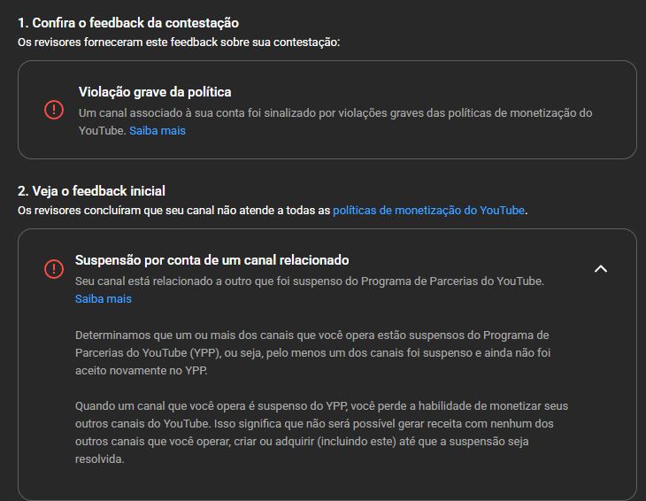 LaysaGardini's tweet photo. @TeamYouTube preciso de ajuda urgente 
Meu canal foi desmonetizado por “canal relacionado suspenso do YPP”, Tenho apenas 2 canais, mas eu NÃO tenho nenhum canal penalizado. ambos dentro das regras.
Minha contestação foi negada e não informaram qual canal está sendo vinculado. https://t.co/wlT6sBs2De