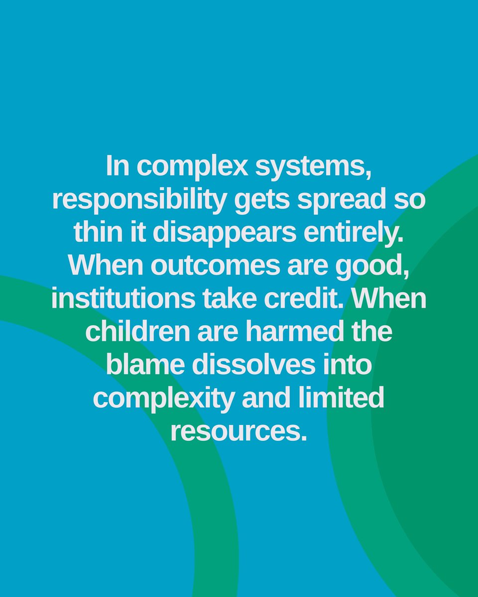 FairStartOrg's tweet photo. In complex systems responsibility gets so spread out that it disappears. When children are harmed nobody answers for it. Fair Start Movement is arguing that complexity cannot be an excuse. 

Read the full article.

https://t.co/Cv6u2PKKDj

#FairStartMovement #Accountability https://t.co/ADlTQLTT8x