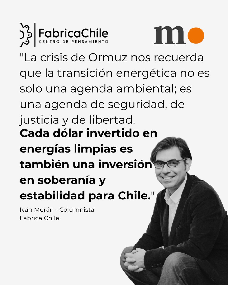 Fabrica_Chile's tweet photo. Ormuz: donde se juega la soberanía energética

Iván Morán, columnista de Fabrica Chile, nos entrega una visión estratégica sobre cómo la autonomía energética es la clave para blindar el futuro de nuestro país frente a la inestabilidad.

Te invitamos a leer la columna @elmostrador https://t.co/26eQjUWxf8