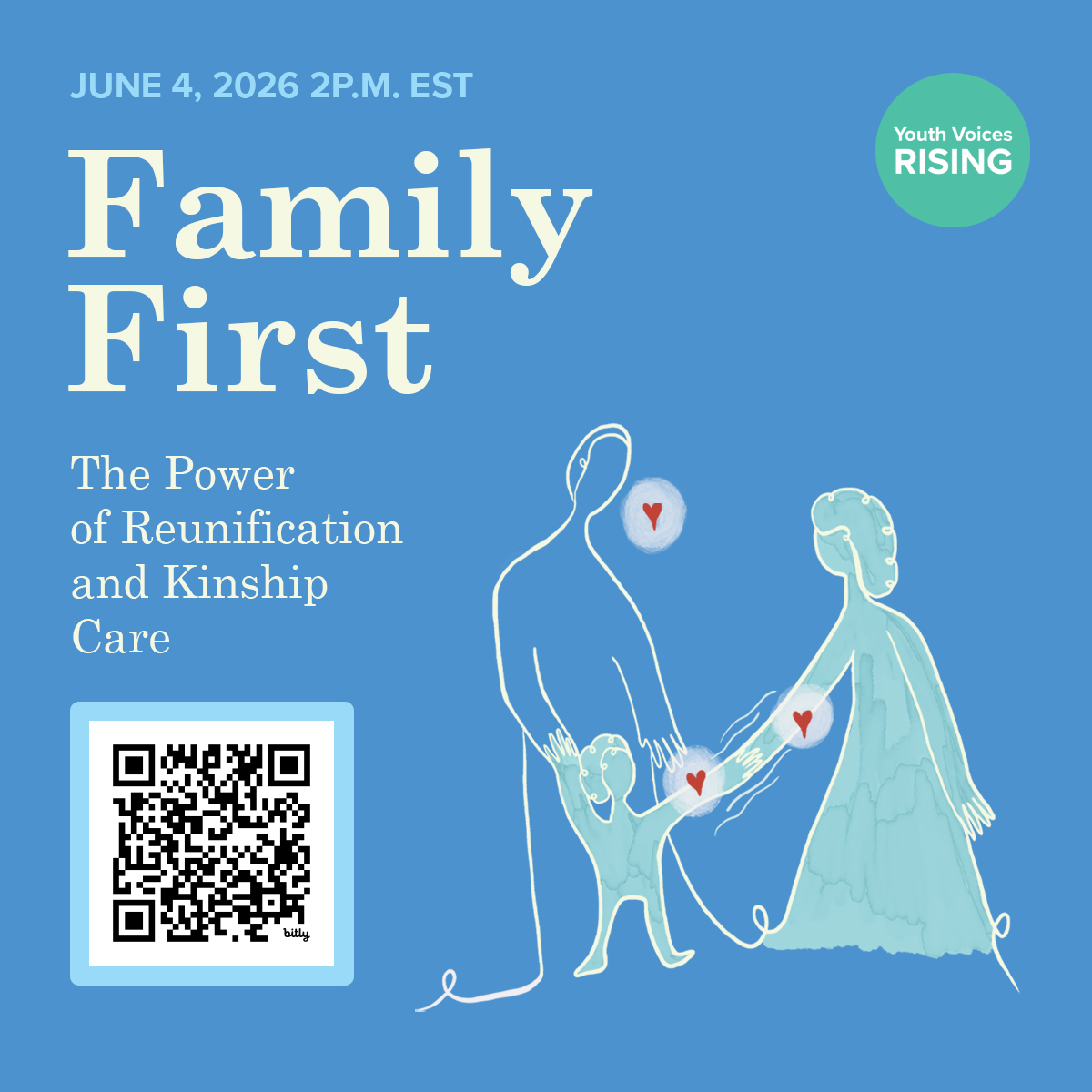 YVRising's tweet photo. Join Youth Voices Rising on June 4 for a powerful virtual discussion on family connections for foster youth. Hear lived experts share stories and insights on reunification, kinship care, and family finding.

Register now: https://t.co/CtsAQNJKrH https://t.co/vFejmBbGXD