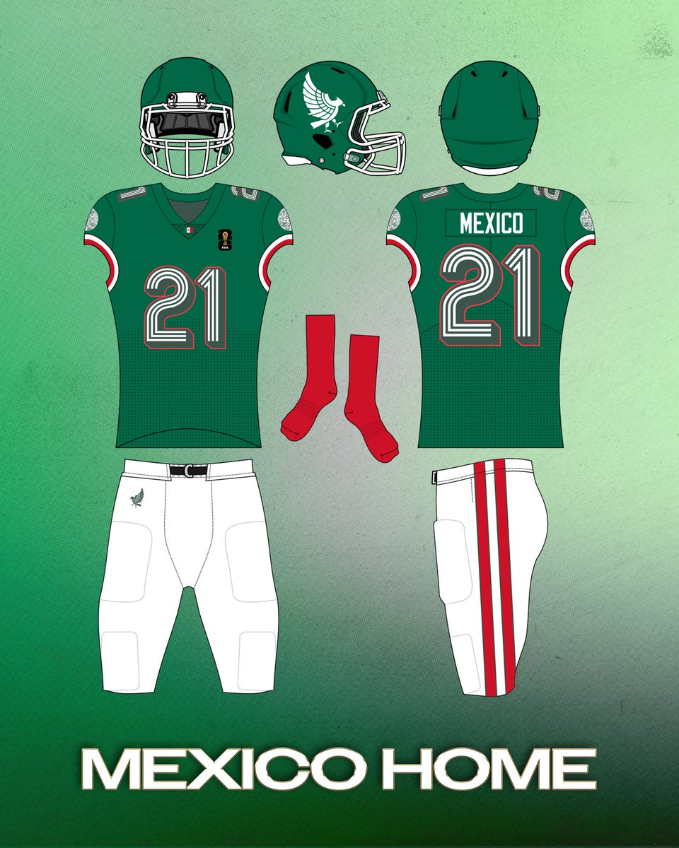 YoungDree05's tweet photo. American Football World Cup Concepts: Mexico 🇲🇽 

#Mexico #worldcup #football #uniform #design https://t.co/WlDowJJeSj