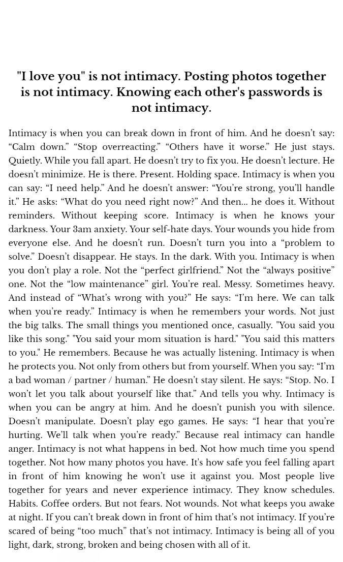 I LOVE YOU is not intimacy.