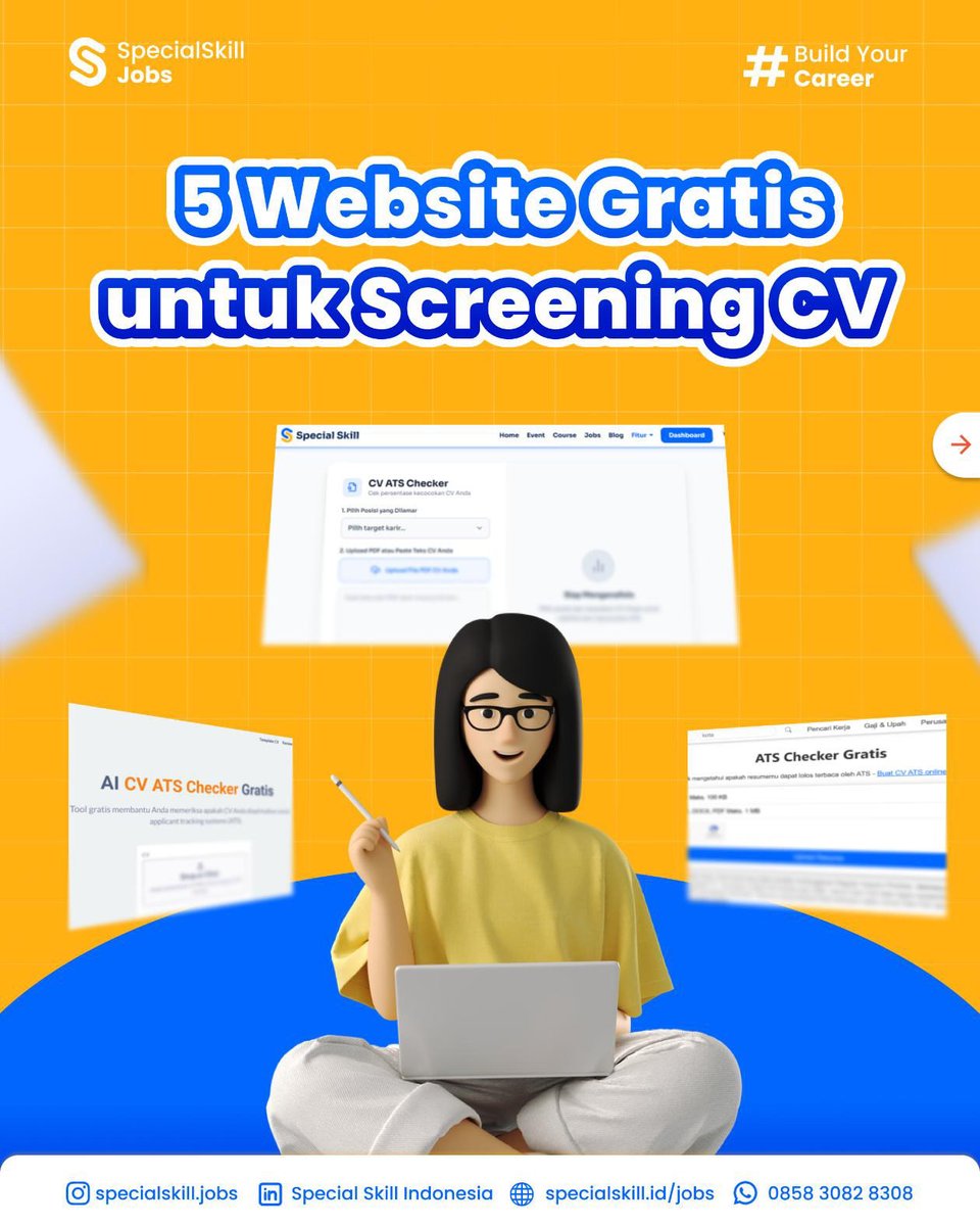 specialskillid's tweet photo. 5 Website gratis untuk Screening CV! Save ya ☺️

#specialskill #specialskilljobs #screeningcv https://t.co/nFYB4EPjrH