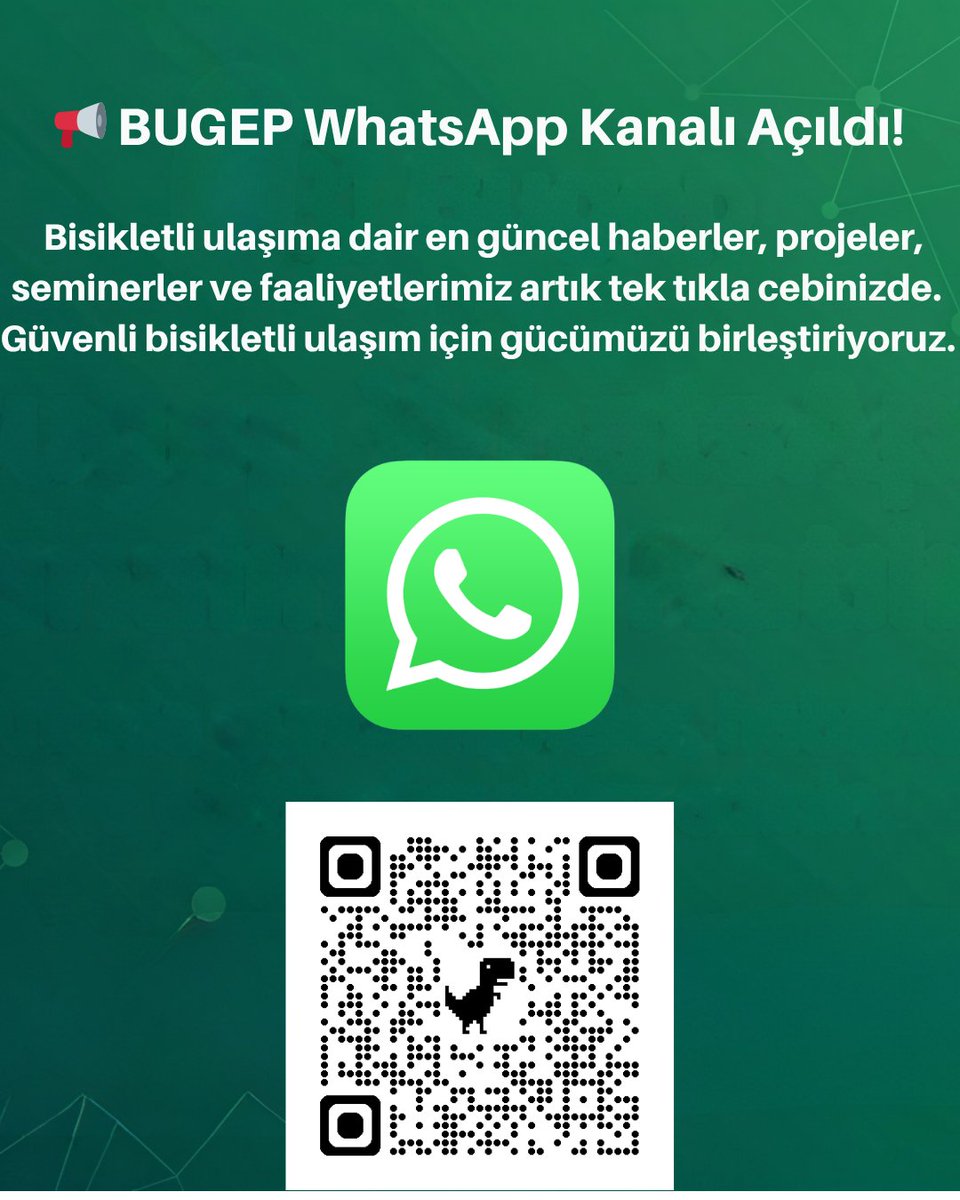 Bugep_'s tweet photo. 📢 BUGEP WhatsApp Kanalı Açıldı! 🚴‍♂️🚴‍♀️ 
 
Bisikletli ulaşıma dair en güncel haberler, projeler, seminerler ve faaliyetlerimiz artık tek tıkla cebinizde.

Güvenli bisikletli ulaşım için gücümüzü birleştiriyoruz.

Sen de katıl! 👇
https://t.co/bAoDgD6V0c https://t.co/HVwFIo94iW