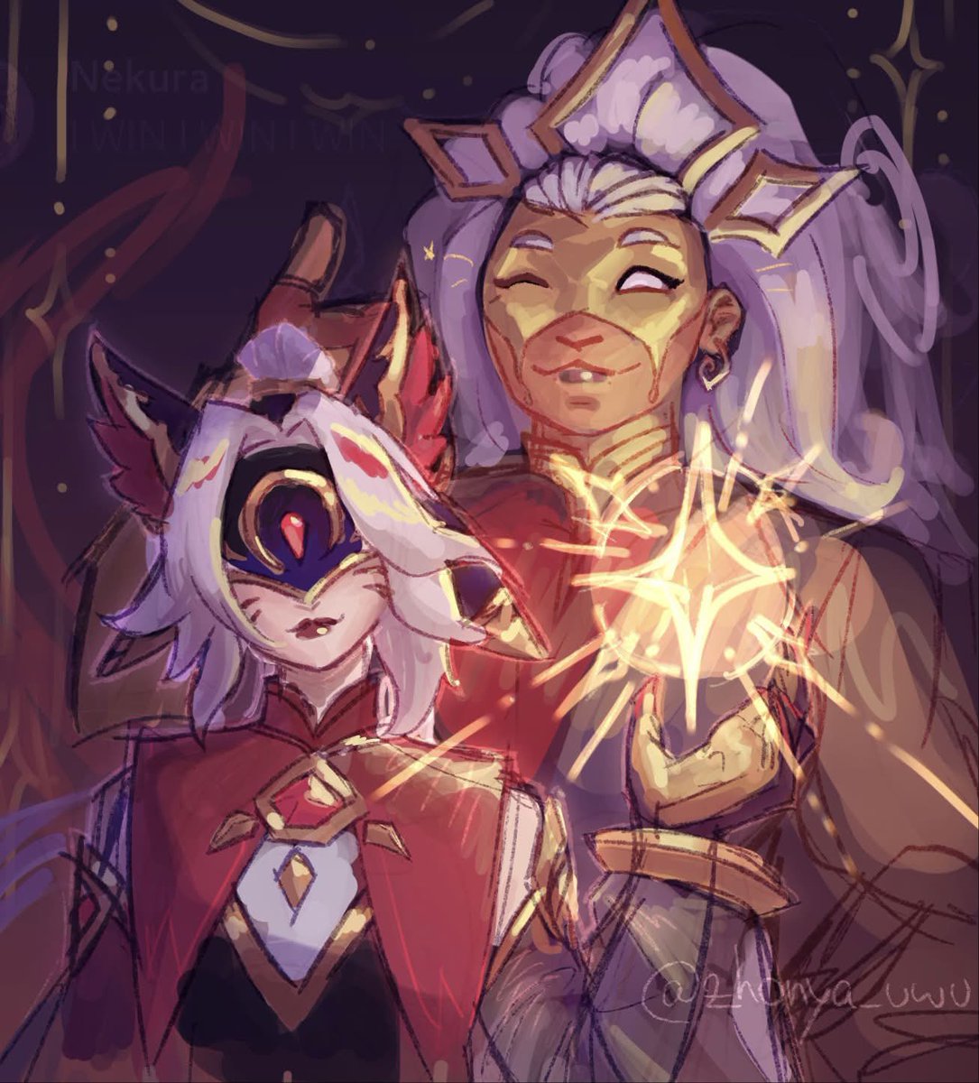Zhonya_uwu's tweet photo. got really excited over Arcana Ahri and Illaoi in 2X and wanted to do a lil doodle but I got a little carried away LMAO #2XKO_Art #ArtofLegends https://t.co/xMfx9Tb7XN