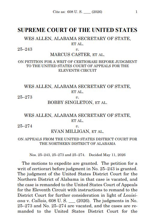 This means Alabama can use a congressional map that the Supreme Court ...