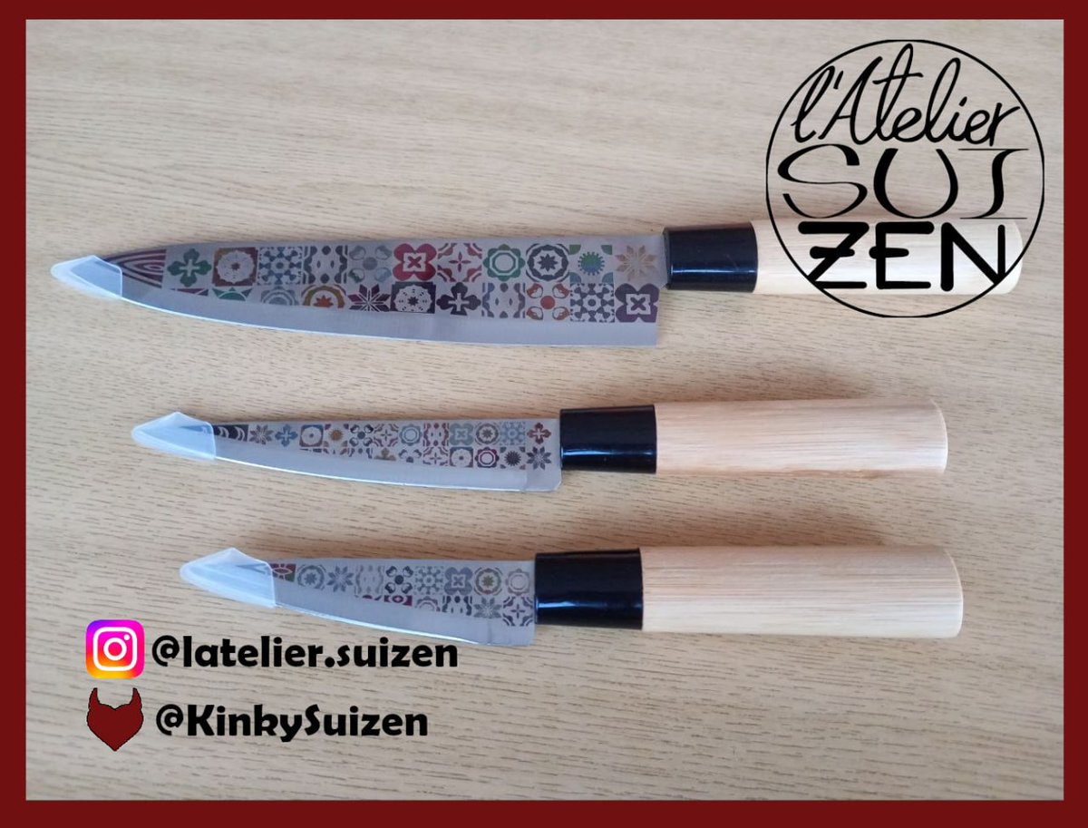 tied_to_a_pole's tweet photo. Who could resist a knife play proposition with such beauties?
¿Quién se podría resistir a un poco de Knife Play con estos cuchillos?
#knifeplay #bloodplay #kitchen #messer #knife #cuchilo #engraved #colorful #atelier #kink #bdsm https://t.co/qm17uDPLdS