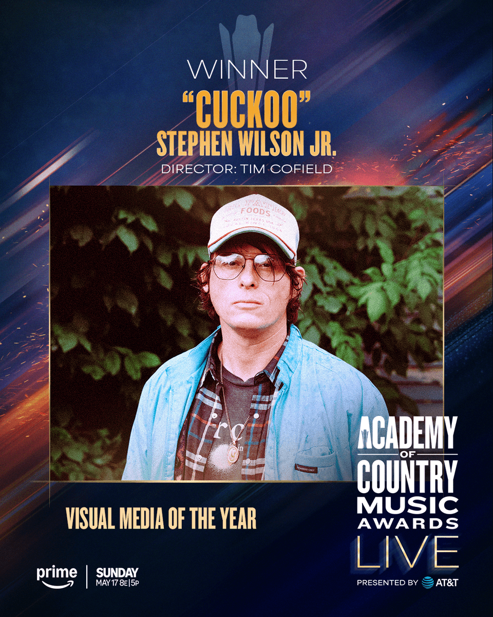 sesac's tweet photo. So happy for Stephen Wilson Jr. and his #ACMAwards win for Visual Media of the Year for “Cuckoo.” 🏆 Only 6 more days until the award show! https://t.co/dgxgZhBIOP